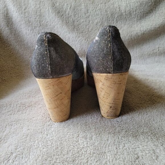 Stuart Weitzman Anna open toe cork wedges Pryrite Nocturn size 9 - Picture 5 of 13